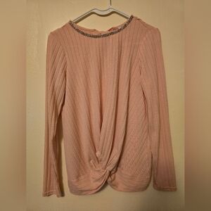 Juicy Couture Pink Ribbed Tie Front Blouse